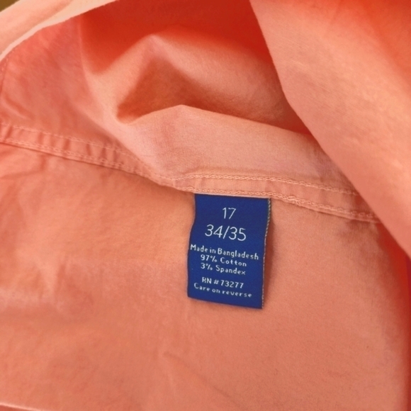 Apt. 9 Mens SlimFit Premier Flex Collar Stretch Fabric Dress Shirt 17 34/35 Pink - Picture 4 of 5